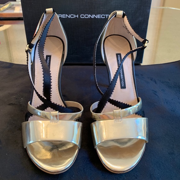 French Connection gold black strappy heel Nava - Picture 7 of 7